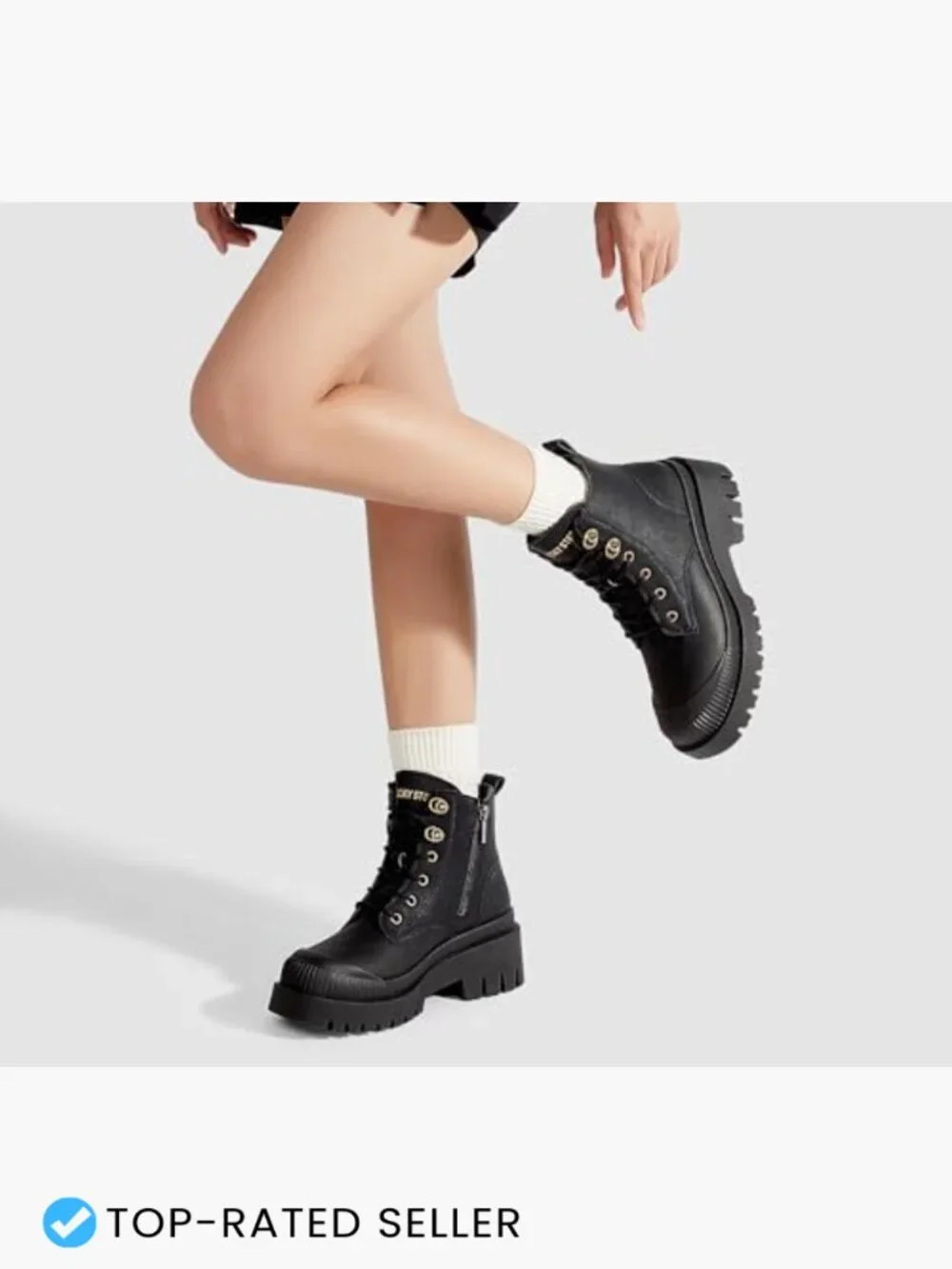 Platform Ankle Boots Chunky Wedge Lug Sole Fashion Combat Zipper Side Booties